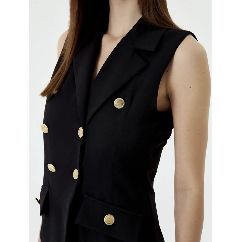 80 Park Tuxedo Vest Large Sleeveless Black Whimsigoth Minimalist Goth Classic‎